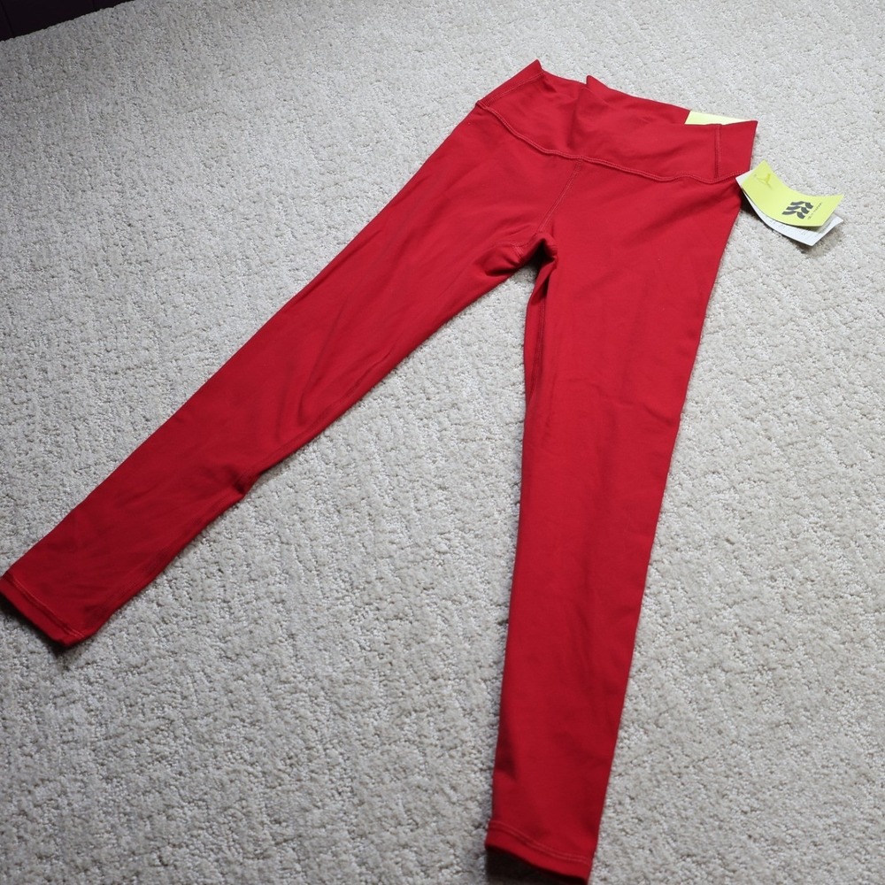 All in Motion Kids Red Everyday Soft High Rise Full Length Leggings S 6/7